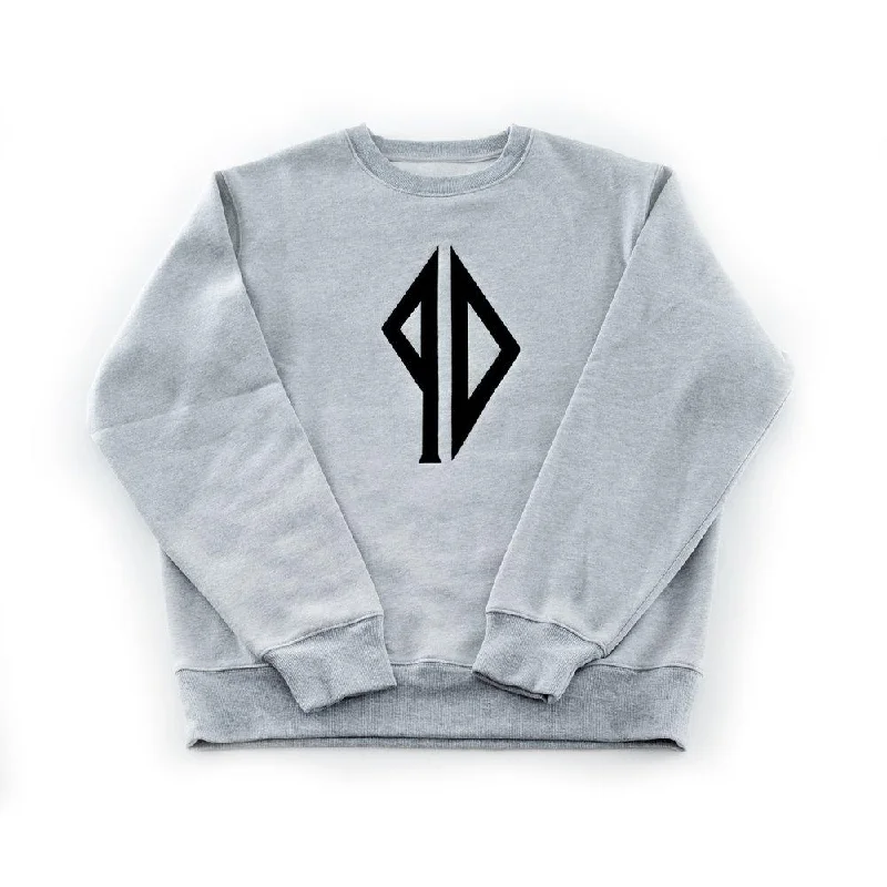 Casual Fit Sweatshirt-Piss Drunx Big Logo Crewneck Sweater - Heather Grey