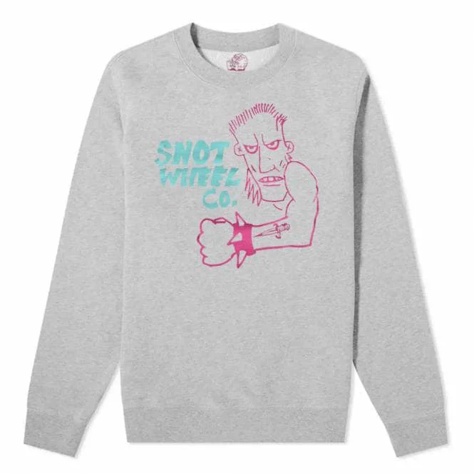 Trendsetting Sweatshirt-Snot Wheel Co Crew Neck Sweatshirt - Grey