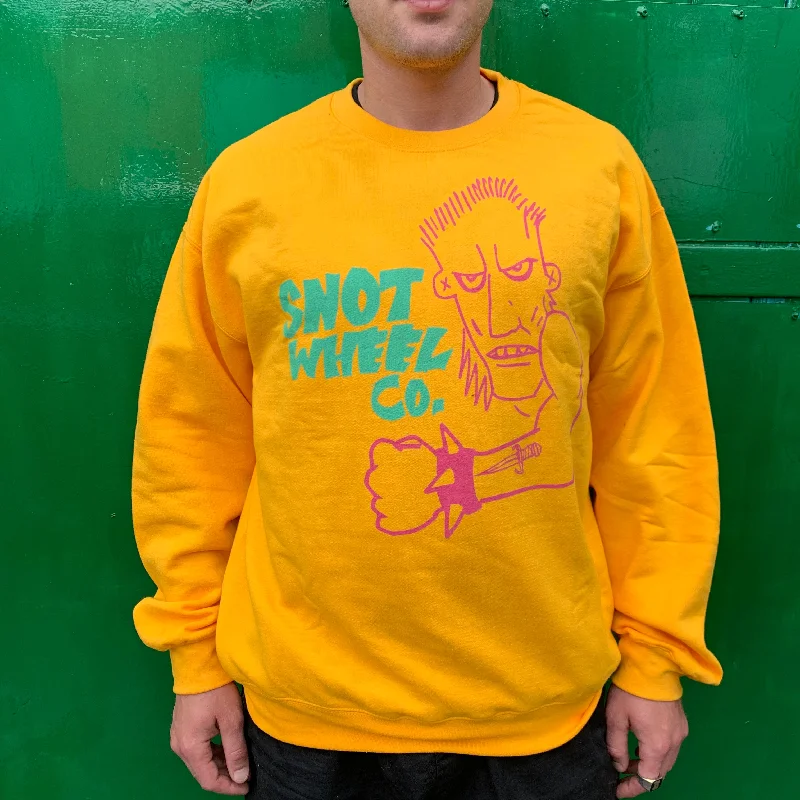 Bold Print Sweatshirt-Snot Wheel Co Crew Neck Sweatshirt - Yellow