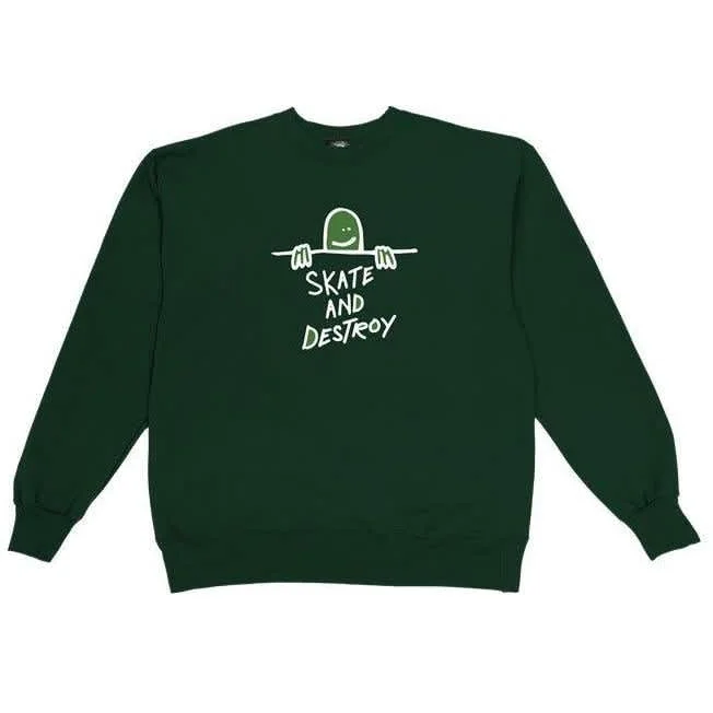 Simple Sweatshirt-Thrasher Magazine Gonz Skate And Destroy Crew Neck Sweatshirt - Forest Green